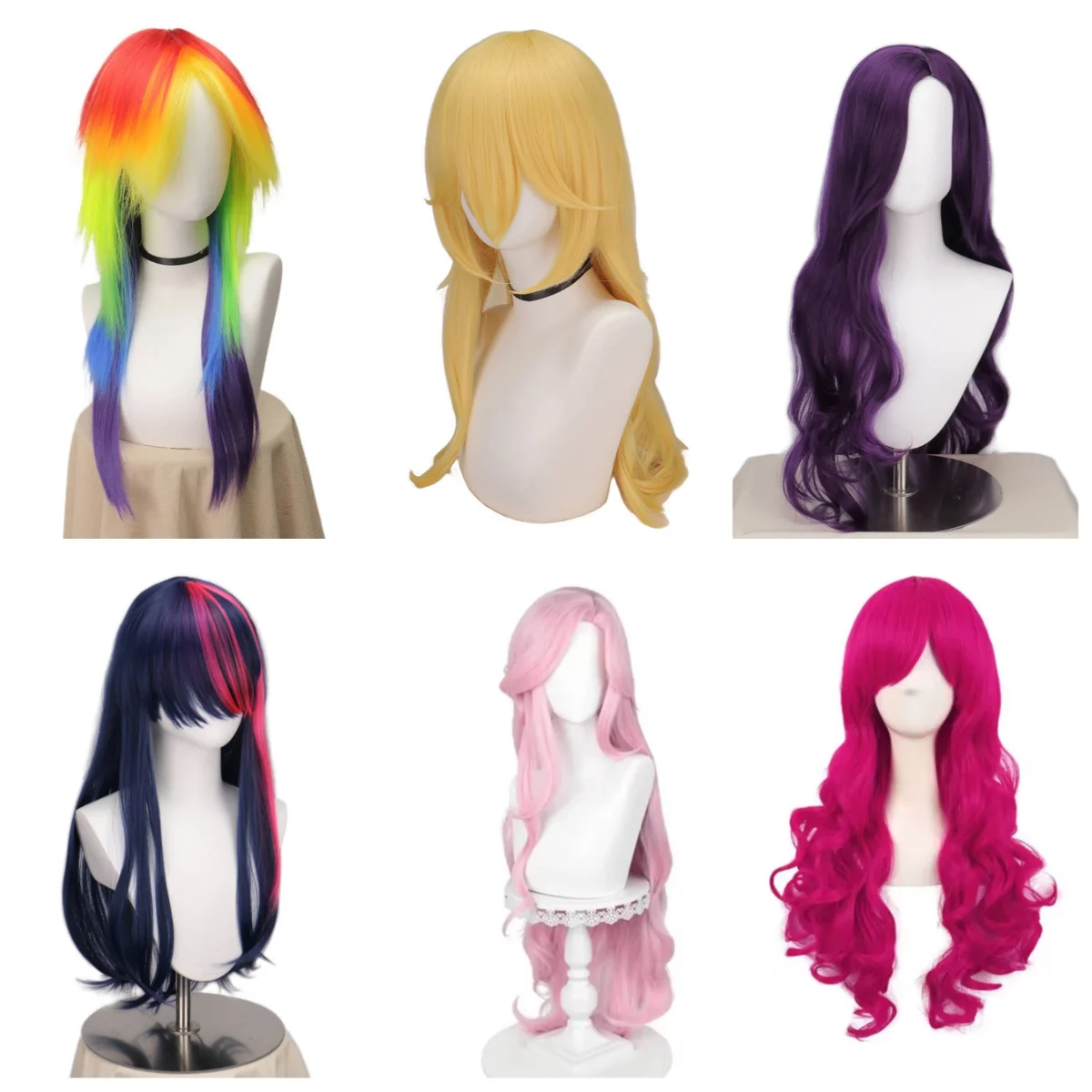Cosplay Anime Pink Hair - Anime Twilight Sparkle Wigs Long Rainbow