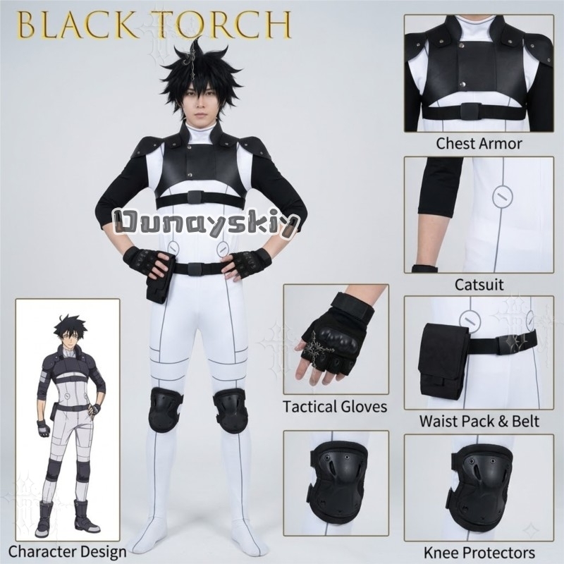 Anime Cosplay Ninja - Black Torch Jiro Azuma Battle Jumpsuit